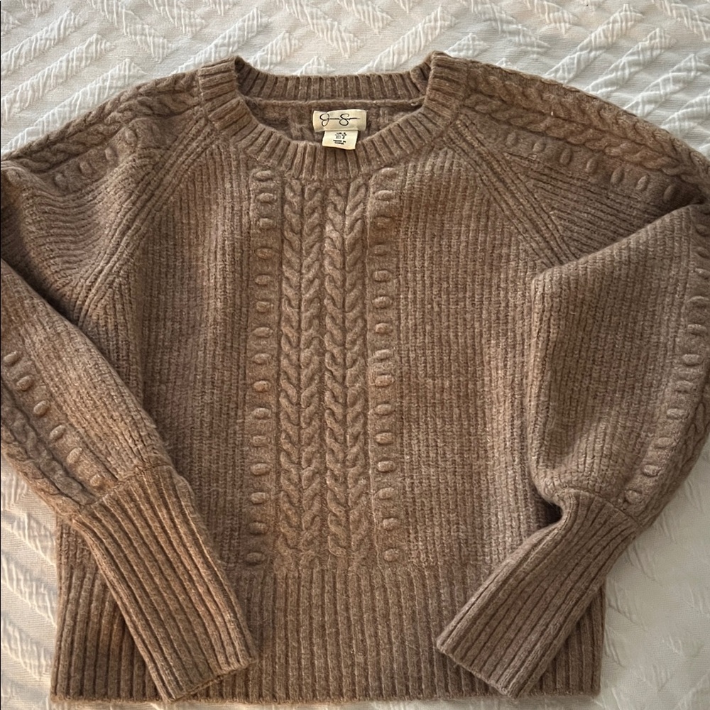 Jessica Simpson Brown Cable Knit Sweater